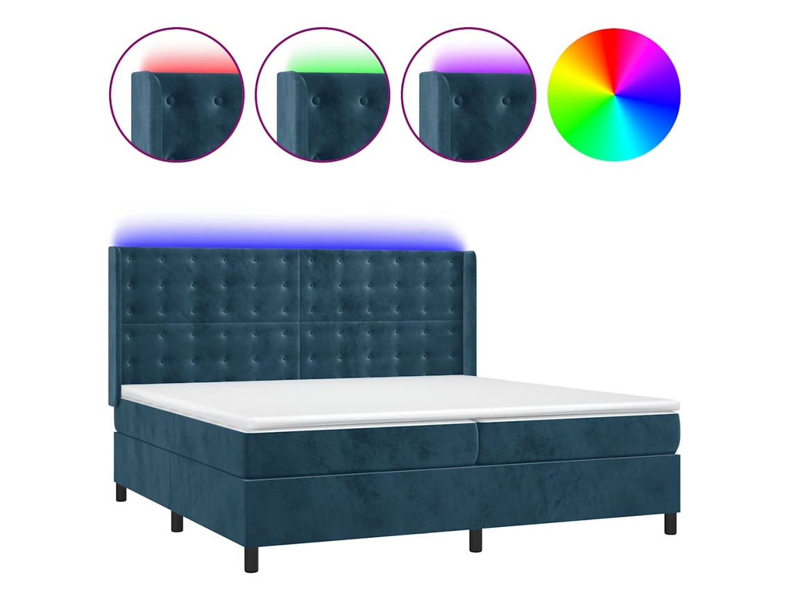 Box Spring Bed, Box Spring Beds Vidaxl Azul Veludo (200 X 200 Cm)