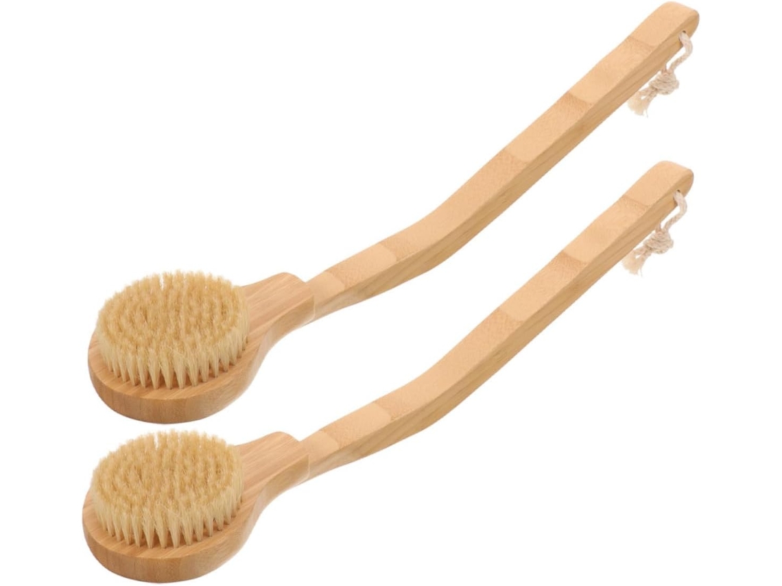 Conjunto De 2 Escovas Banho Longas Antiderrapantes Frcolor Para Esfoliação, Limpeza E Massagem Para Idosos Pessoas Com