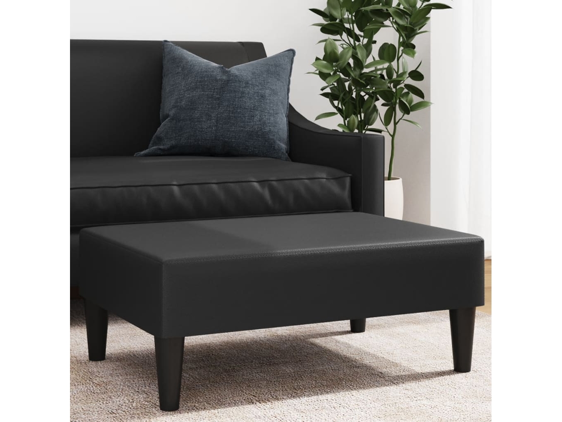 Vidaxl Apoio De Pés 77x55x31 Cm Couro Artificial Preto