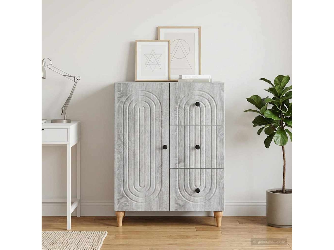 Vidaxl Buffet Sonoma Cinzento 66 X 34,5 X 90 Cm Derivados De Madeira