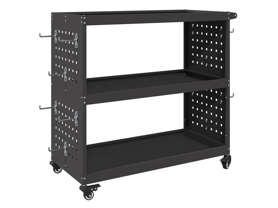 Conjunto 1 Carro De Ferramentas Vidaxl Preto Aço (75 X 35 X 73 Cm)
