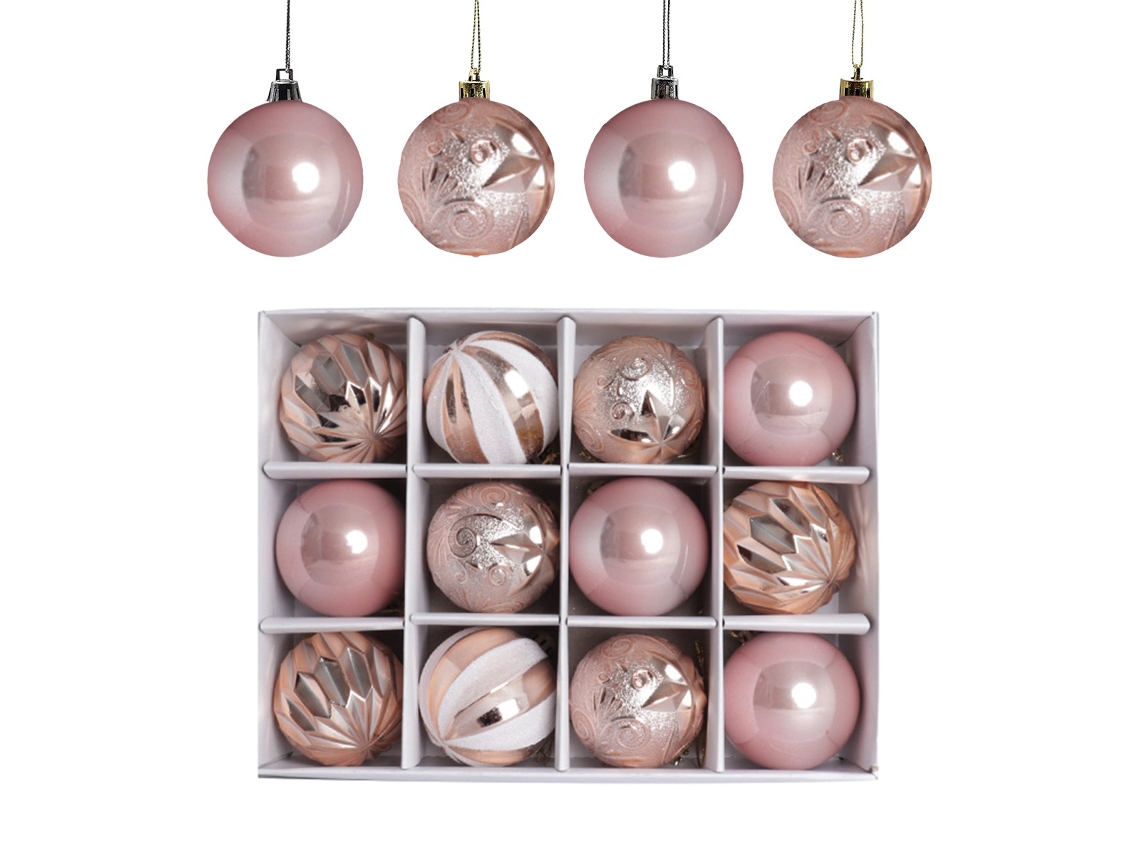 Elysve Conjunto De 12 Bolas Decorativas De Natal 6 Cm Plástico Prateado