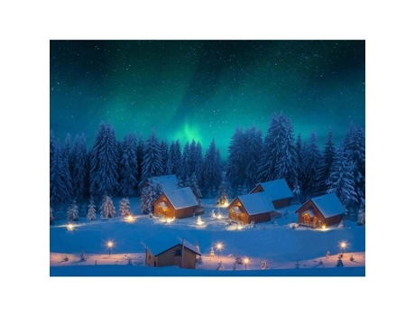 Cenário De Natal Em Tecido Com Led Aurora Boreal 76 X 56 Cm My Village 76 X 56 X 2 Multicor