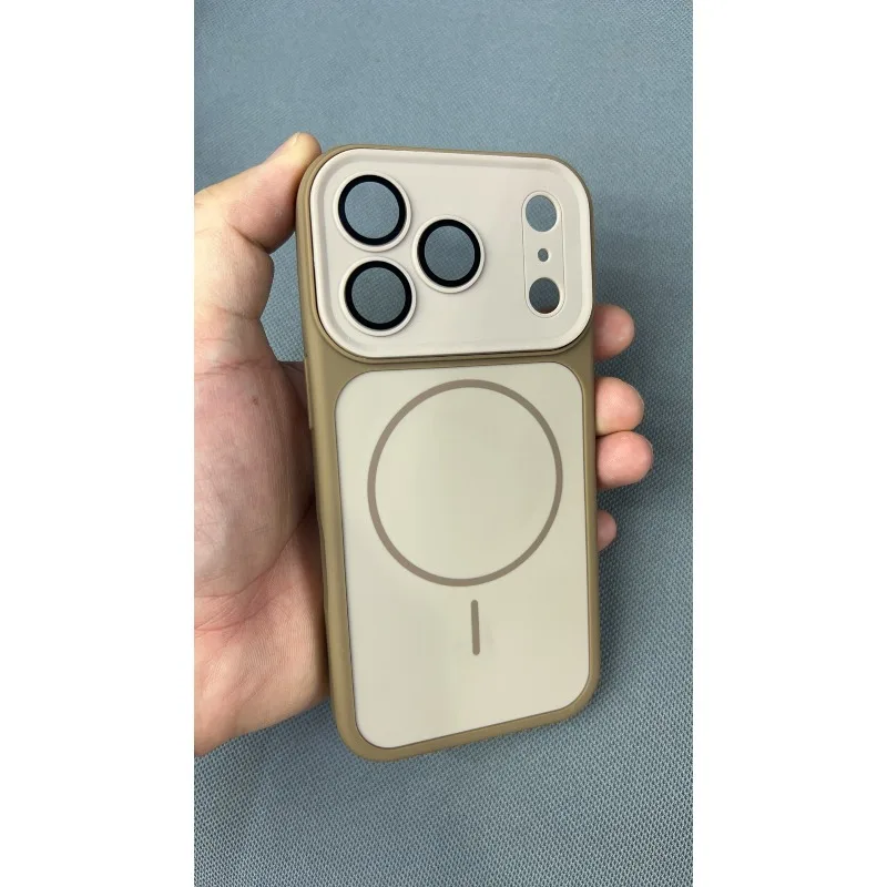 Capa Para Iphone 14 Plus Marrom, Fosca, Magnética E Semitransparente Com Carregamento Sem Fio.