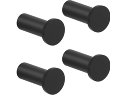 Conjunto De 4 Ganchos De Parede Modernos Pretos Para Casacos, Toalhas E Roupões, Resistentes E Para Pendurar Roupas
