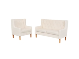 Vidaxl Conjunto De Sofás 2 Pcs Tecido Branco Nata