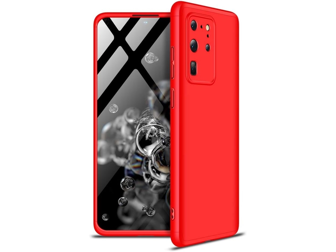 Capa Protetora Design Fosco para Samsung Galaxy S20 Hongwe. Vidro Temperado Anti choque Vermelho1