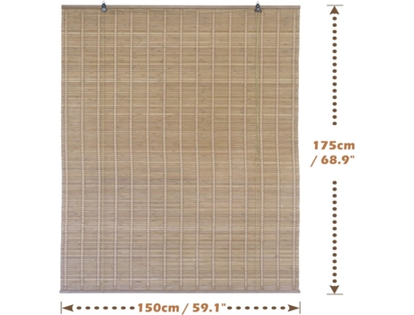 Cortina de Rolo de Bambu SOLAGUA para Janela e Porta Inclui Acessórios 150X175Cm Carvalho