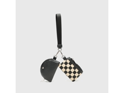 Bolsa Portátil Mini Resistente À Água Multifuncional Para Guardar Moedas Chaveiro Porta Cartões, Quadradinho Preto