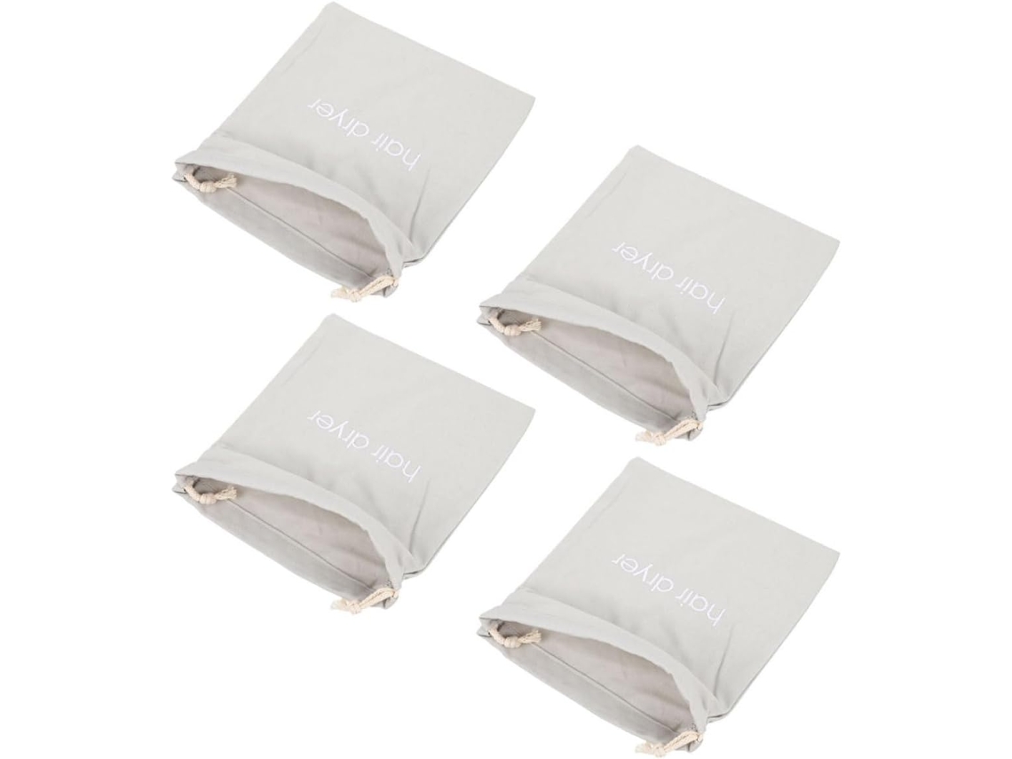 De Armazenamento De Tecido Com 4 Peças Para Secador De Cabelo, Com Cordão Para Facilitar O Transporte.