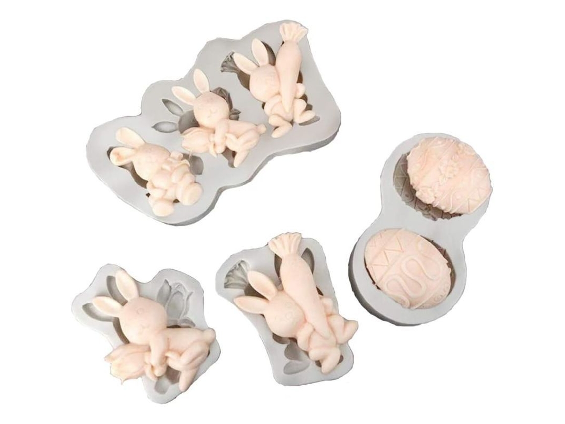 4 Moldes De Silicona Reutilizáveis Para Páscoa: Coelhos, Ovos E Chocolate Para Confeitaria - 2025