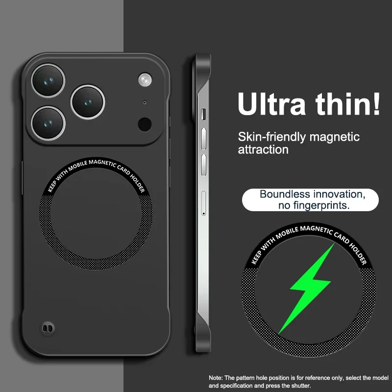 (preto, Iphone 14 Pro Max) Capa Magnética Ultrafina Sem Bordas, Compatível Com Carregamento Sem Fio, Parte Traseira Rígida