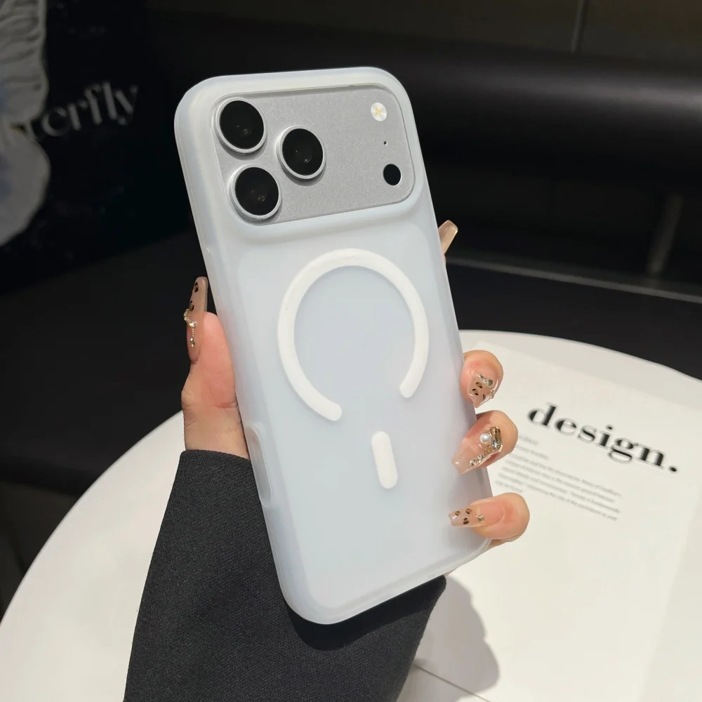 Capa Para Celular (branca, Iphone 16 Pro), Compatível Com Carregamento Sem Fio Magsafe, Capa Macia Fosca.
