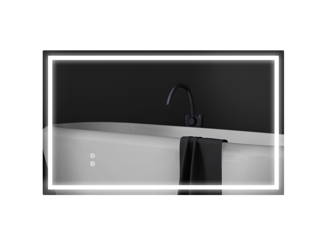 Espelho Casa De Banho Com Luz Led 100x60 Cm De Parede Com Iluminação Anti-embaciamento Brilho Ajustável E Interruptor Tátil