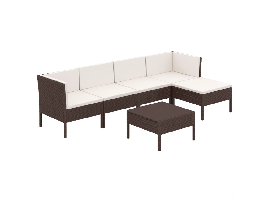 Maison Exclusive - 6 Pcs Conjunto Lounge Jardim C/ Almofadões Vime Pe Castanho