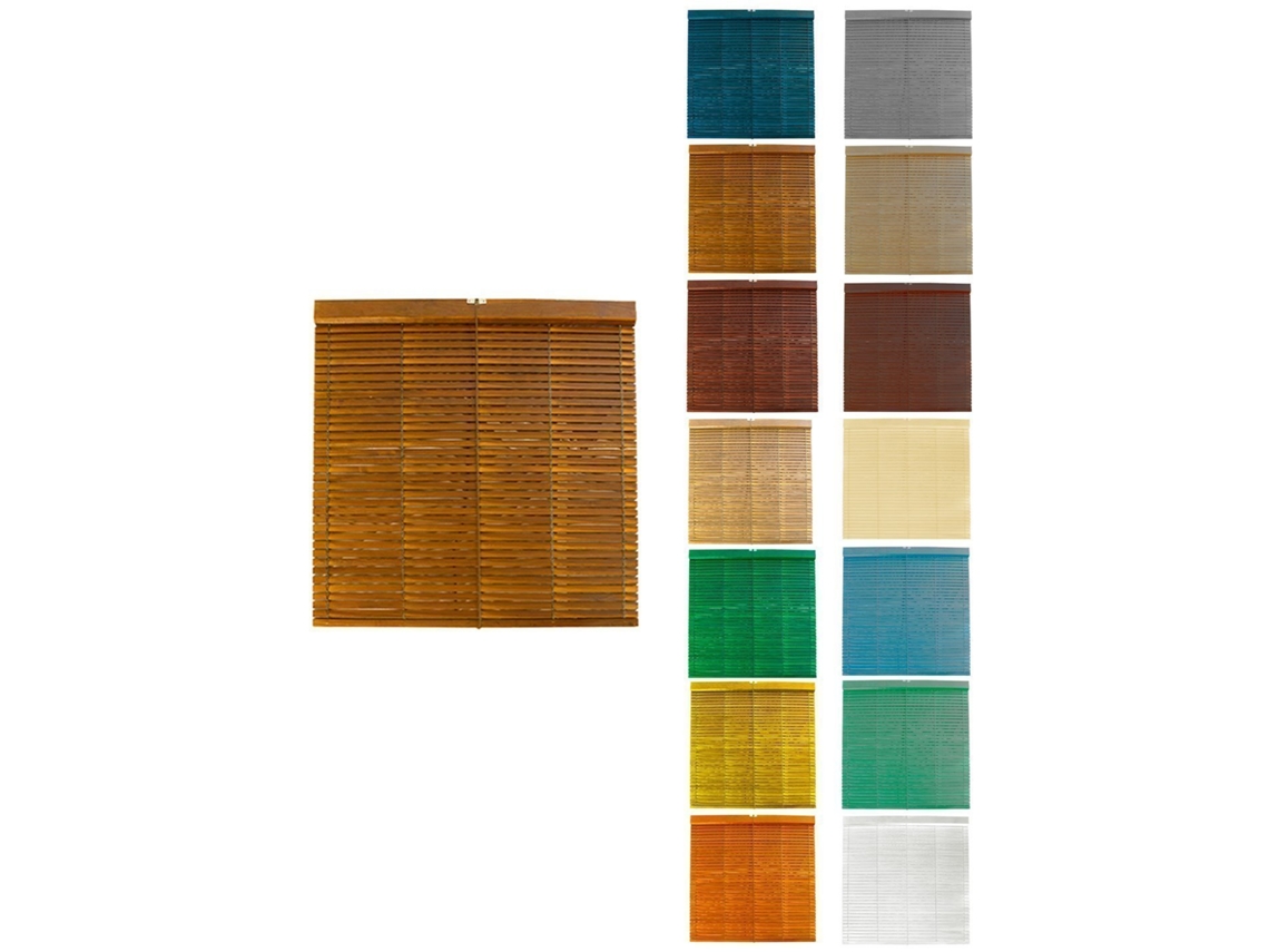 Persiana De Madera Alicantina Con Polea Metálica - Estor Enrollable Para Ventanas, Puertas, Salón Avellana (barnizada) 117 X 105 Cm
