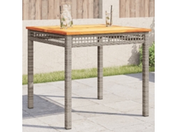 Vidaxl Mesa De Jardim 80x80x74 Cm Vime Pe E Madeira De Acácia Cinzento