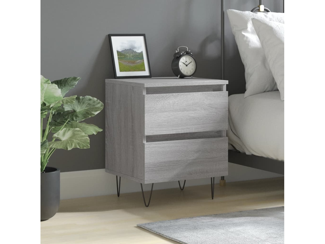 Vidaxl Mesa De Cabeceira 40x35x50 Cm Derivados De Madeira Cinza Sonoma