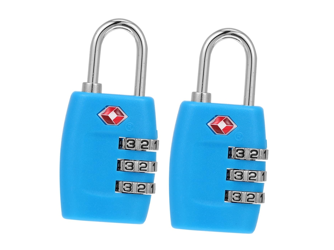 Conjunto De 2 Cadeados De Combinação Tsa335 Para Bagagem, Metal E Policarbonato, Antifurto, Azul, 3