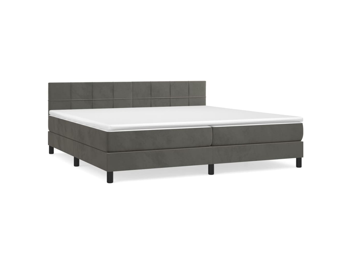 Cama com Molas e Colchão Veludo Cinzento Escuro MAISON EXCLUSIVE (200x200 cm)