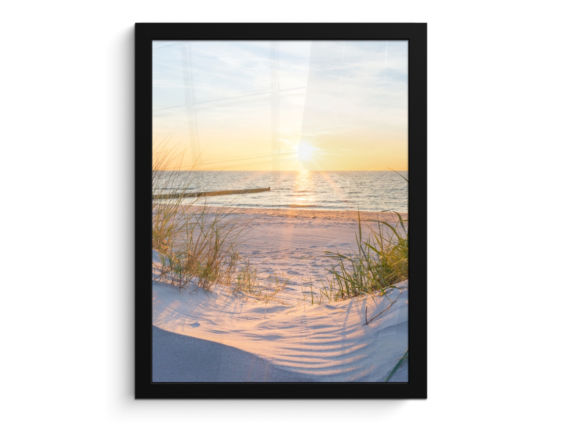 Poster Emoldurado Praia - Sol - Duna - Relva - Areia - Horizon 30x40 Cm