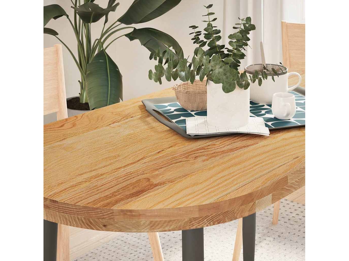 Vidaxl Tampo De Mesa 120x60x4 Cm Carvalho Maciça Oval Castanho-claro