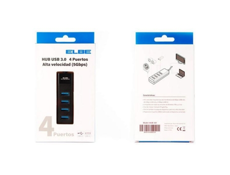 Hub USB 4 Portas 3.0  Preto