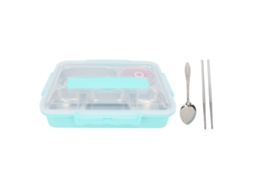 Caixa de Almoço Inox 304 com Tampa 5 Compartimentos Isolamento Térmico