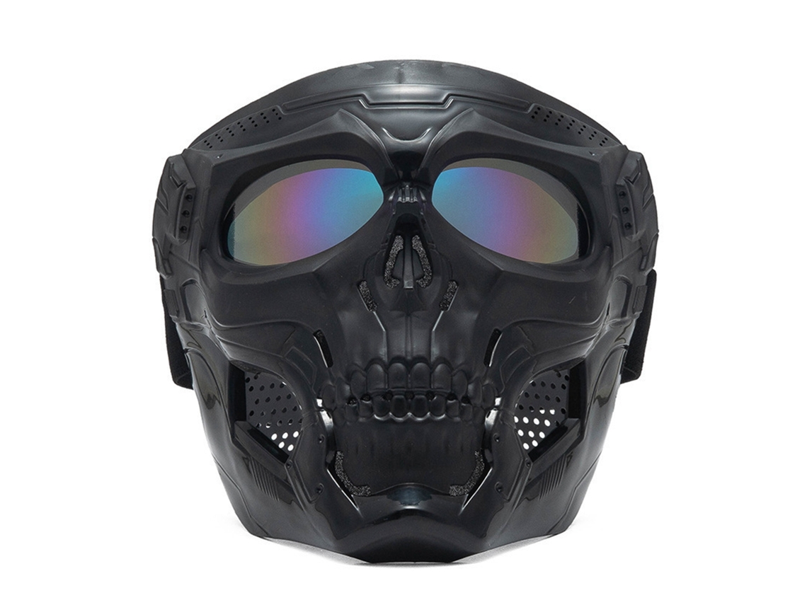 Omni-óculos De Moto Máscara De Caveira Com Correia Ajustável Para Offroad Ciclismo Lentes Multicoloridas Preto