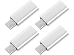 Adaptador Usb-c Para Micro Usb, Macho/fêmea, Pacote Com 4 Unidades, Prata