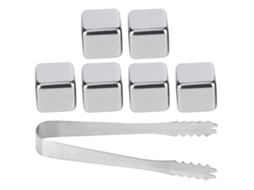 Pedras de Gelo Reutilizáveis de Aço Inoxidável 304 com Pinça 6pcs S/MARCA