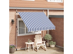 Vidaxl Toldo Retrátil Manual 250 Cm Riscas Azuis E Brancas