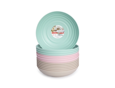 PLASTIC FORTE Conjunto de 12 Pratos Semifundos Clássicos 19 Cm Reutilizáveis. Festas ideais. Vrm