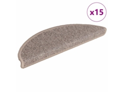 Vidaxl Tapetes De Escada 15 Peças 56x17x3 Cm Bege Escuro Semicircular