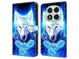 Capa De Couro Com Estampa De Lobo Branco Para Xiaomi Redmi Note 14 Pro 5g