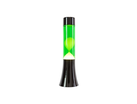 FISURA Candeeiro de Lava Verde. Candeeiro de Lava de 30 Cm com Base Preta Líquido Verde e Lava Amarela. Candeeiro de Efeito Relaxante. 9X9X30 Cm