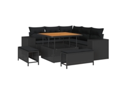 Conjunto 8 Móveis De Jardim Vidaxl Preto Madeira De Acácia Maciça (200 X 200 X 85 Cm)