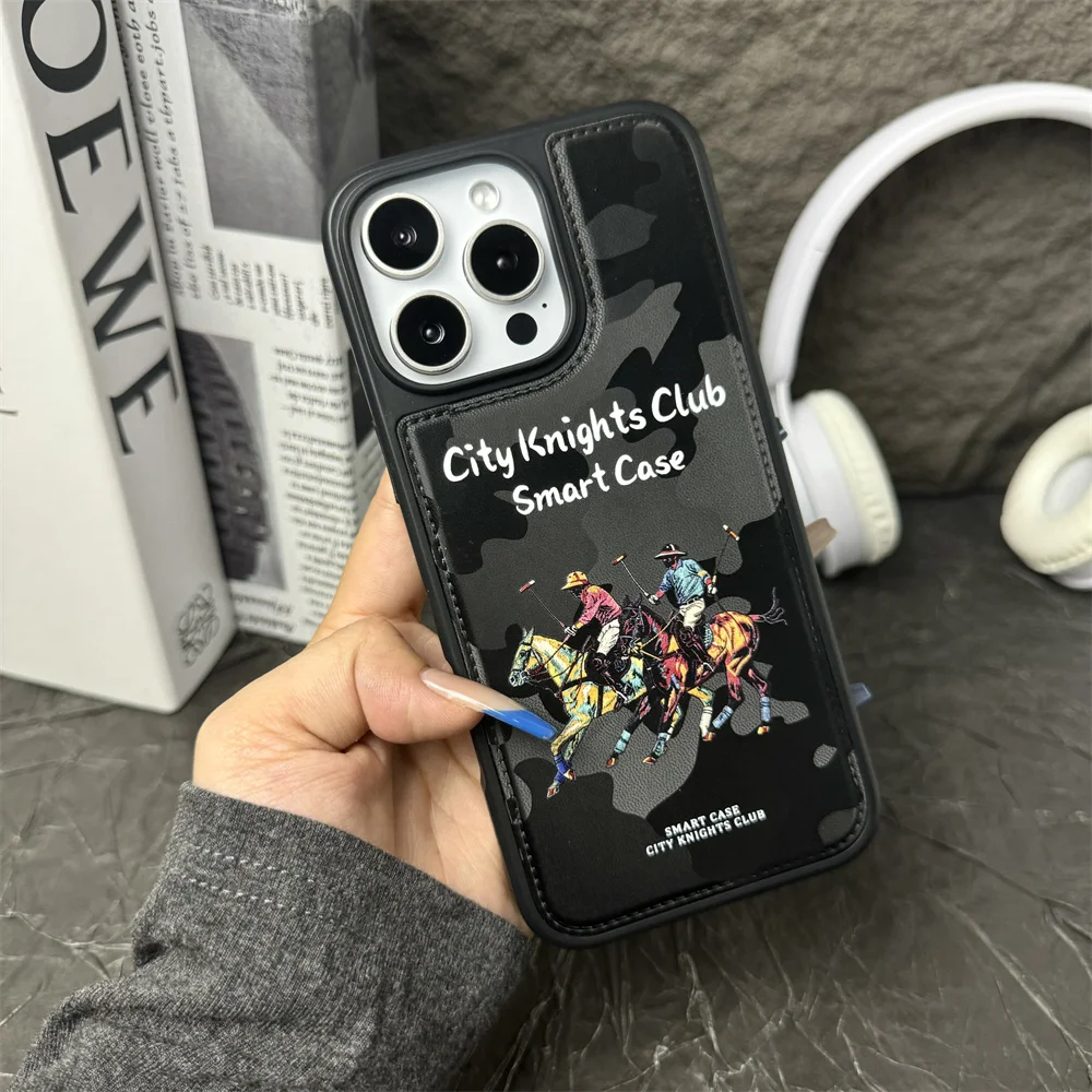 Capa Magnética Magsafe Com Estampa De Cavaleiro Para Iphone 13 Pro (preta), Compatível Com Iphone E Resistente A Impactos.