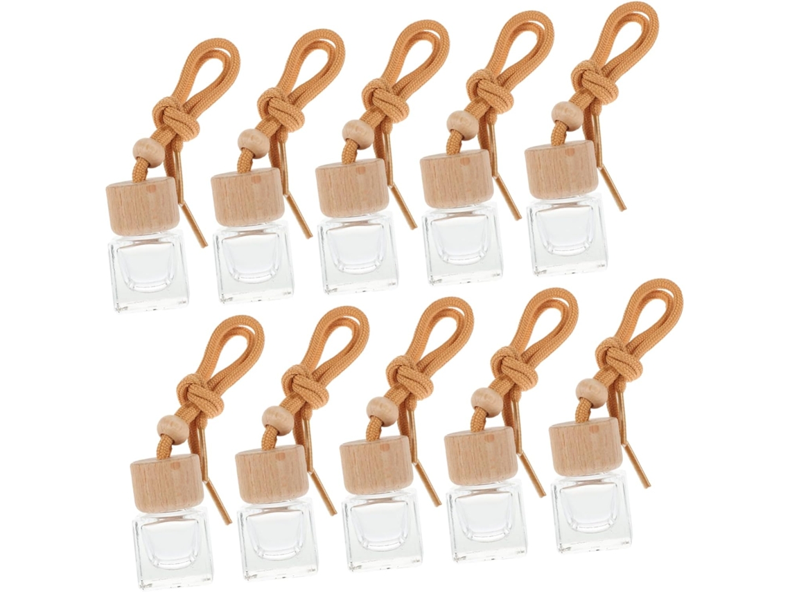 Conjunto de 10 pingentes em formato de frasco de perfume para pendurar no seu carro.