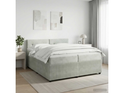 Vidaxl Cama Box Spring Com Colchão Cinzento-claro 200 X 200 Cm Veludo