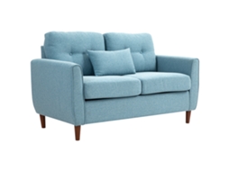 Sofá 2 lugares azul claro 140x78x83 Cm assento acolchoado, almofadas laváveis, braços almofadados | S/MARCA