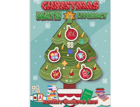 Livro Christmas Math and Literacy Activity Book for Kids de MmAdina (Inglês)