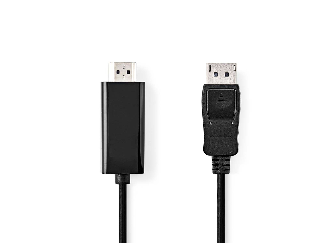 Cabo Displayport - Macho Conector Hdmi™ 1080p Niquelado 2,00 M Redondo Pvc Preto Etiqueta AQUAFORGE