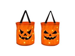 Bolsas Led Halloween Abóbora com Pilha 12x10 Polegadas