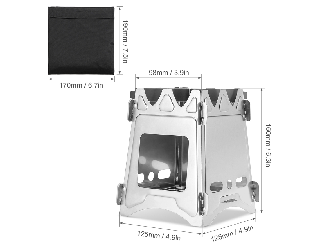 Estufa de Madeira Portátil para Camping Outdoor