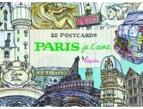 Livro Paris, Je T'Aime : 20 Postcards Book de Lapin (Inglês)