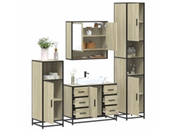 Vidaxl 4 Pcs Conj. Móveis Casa Banho Derivados Madeira Carvalho Sonoma