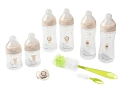Kit completo de biberões BEBECONFORT Physio Air Conjunto de alimentação desde o nascimento Soft Sand