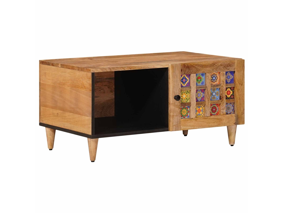 Vidaxl Mesa De Centro Natural 80 X 50 X 40 Cm Madeira De Manga Maciça
