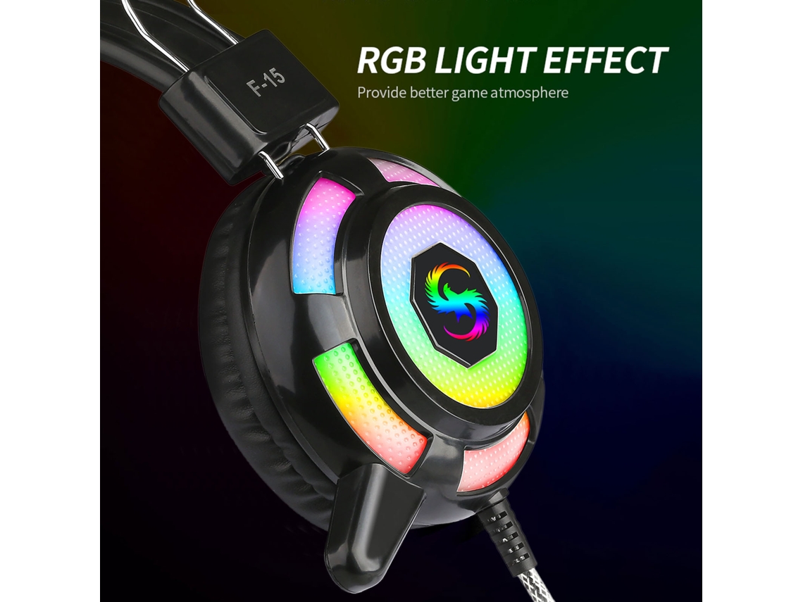 Fones De Ouvido Com Fio Over-ear Para Gaming Com Luz Rgb Controle No Fio E Microfone Headset Para Computador